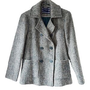 SAINT JAMES WOOL BLEND TWEED PEACOAT BLAZER SIZE 4 US WOMENS